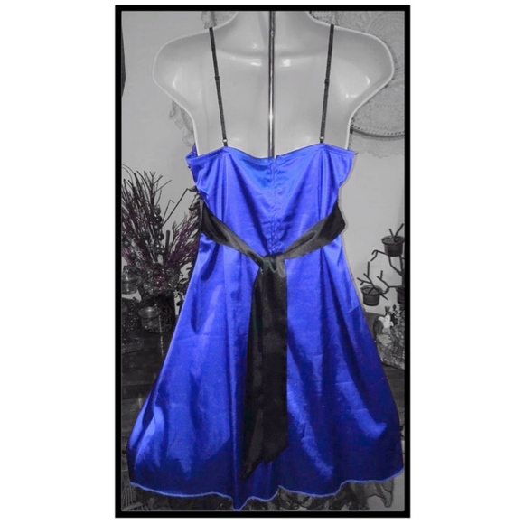 Ruby Rox Cobalt & Black Satin Party Dress NWT Sz 9 - Picture 3 of 8